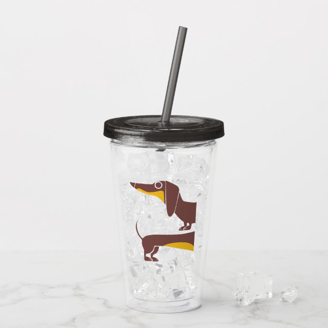 Funny cute dachshund for long dog parent acrylic tumbler (Back Ice)