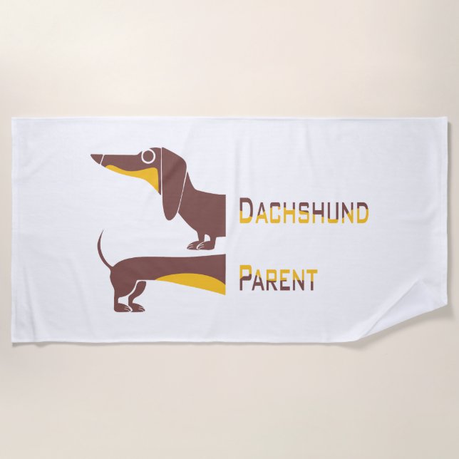 Funny cute dachshund for long dog parent beach towel (Front)