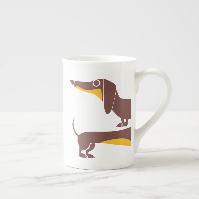 Funny cute dachshund for long dog parent bone china mug (Right)