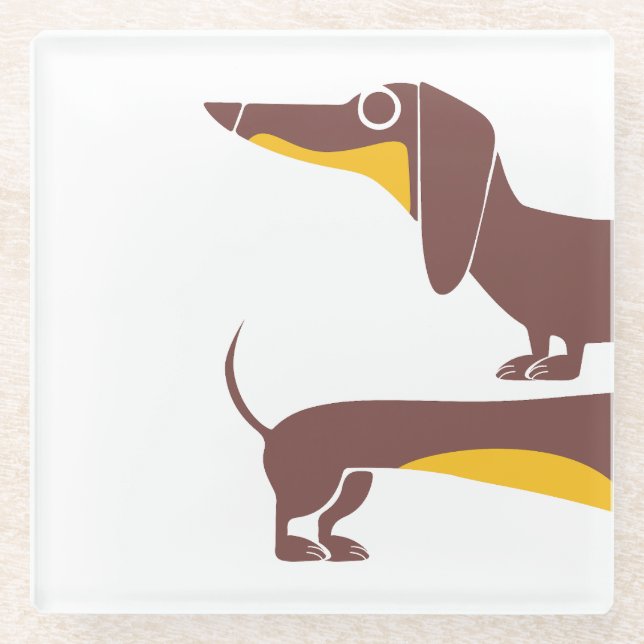Funny cute dachshund for long dog parent glass coaster (Front)