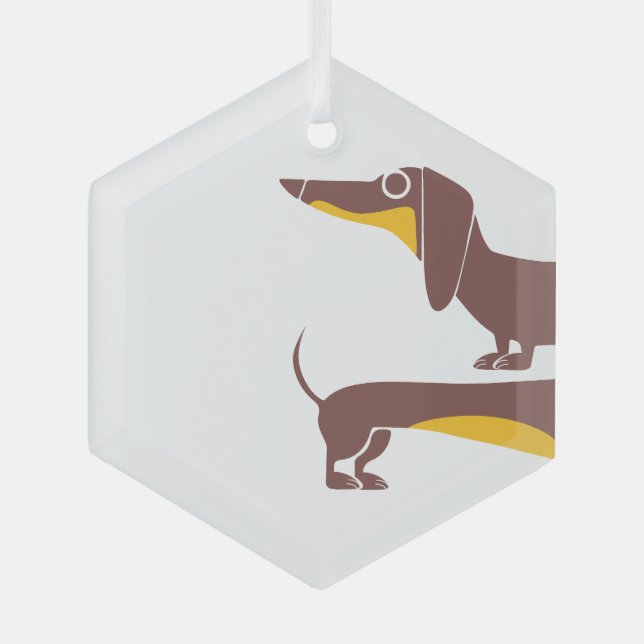 Funny cute dachshund for long dog parent glass ornament (Front)
