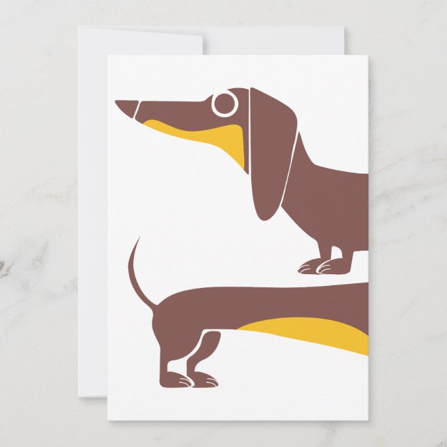 Funny cute dachshund for long dog parent invitation (Front)