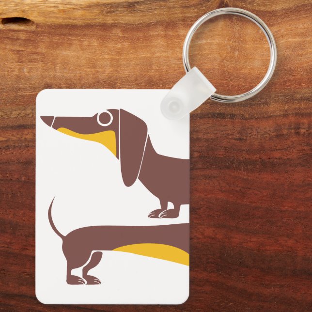 Funny cute dachshund for long dog parent keychain (Back)