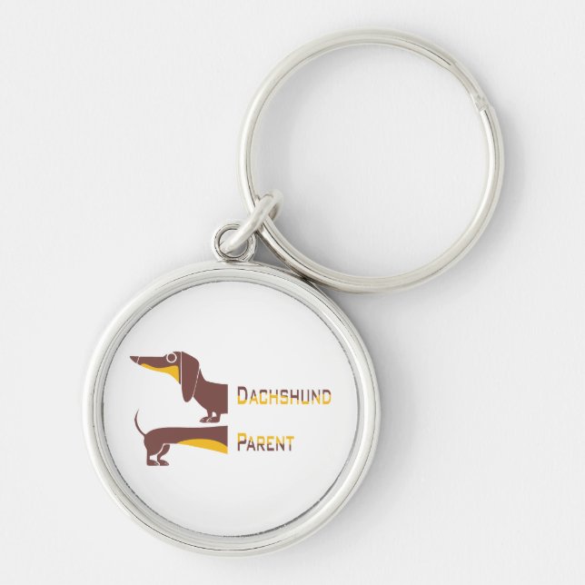 Funny cute dachshund for long dog parent keychain (Front)