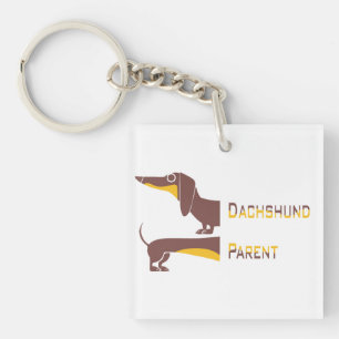 Funny cute dachshund for long dog parent keychain