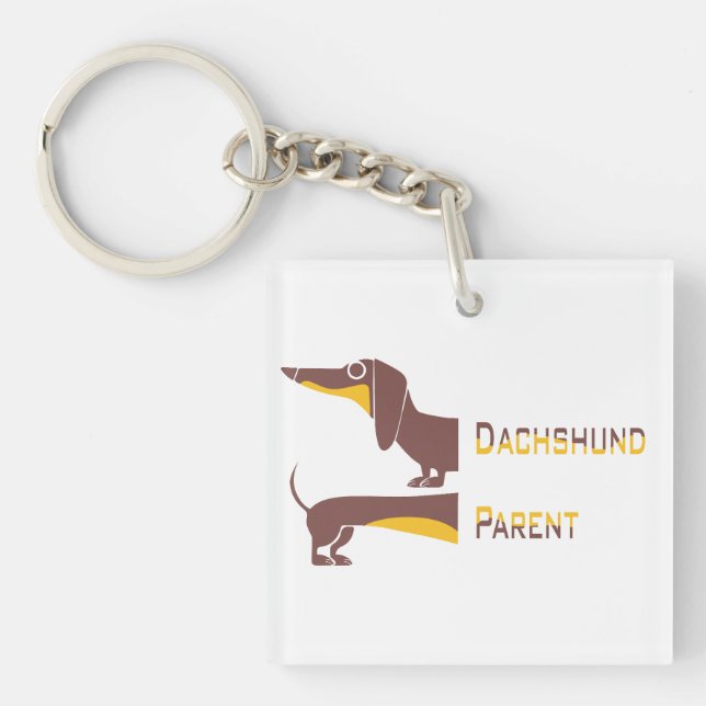 Funny cute dachshund for long dog parent keychain (Front)