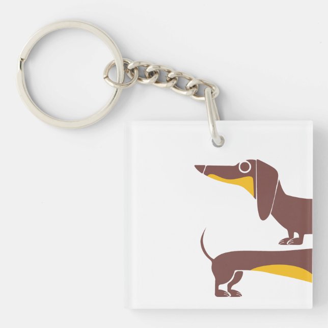 Funny cute dachshund for long dog parent keychain (Front)
