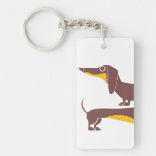 Funny cute dachshund for long dog parent keychain