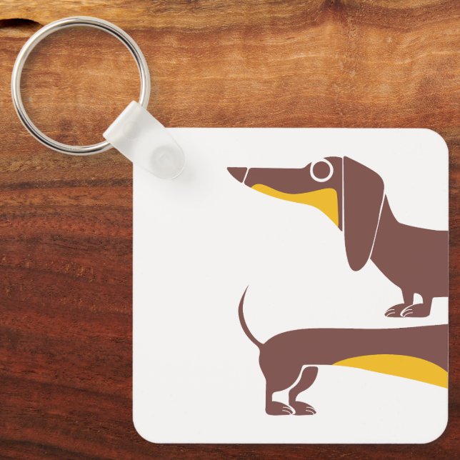 Funny cute dachshund for long dog parent keychain (Front)