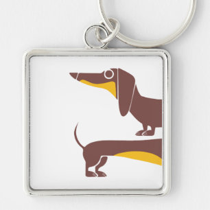 Funny cute dachshund for long dog parent keychain