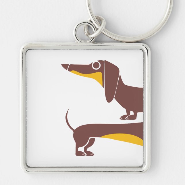 Funny cute dachshund for long dog parent keychain (Front)