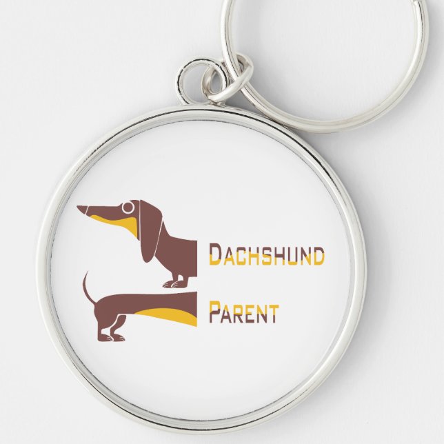 Funny cute dachshund for long dog parent keychain (Front)