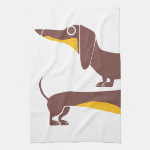 Funny cute dachshund for long dog parent kitchen towel