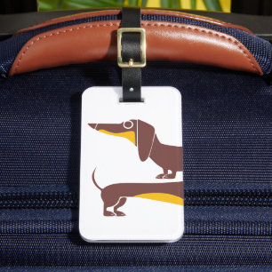 Funny cute dachshund for long dog parent luggage tag
