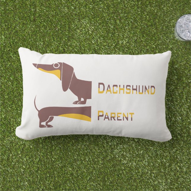 Funny cute dachshund for long dog parent lumbar pillow (Grass)