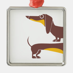 Funny cute dachshund for long dog parent metal ornament
