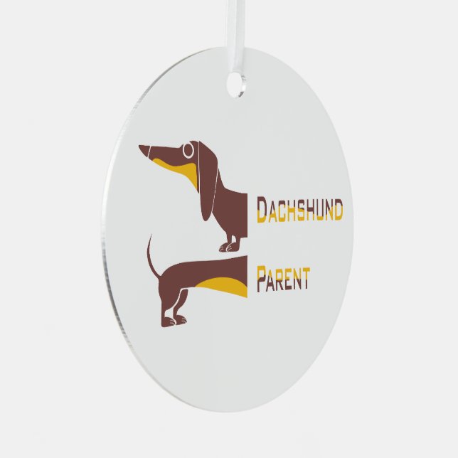 Funny cute dachshund for long dog parent metal ornament (Front Right)