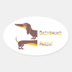 Funny cute dachshund for long dog parent oval sticker