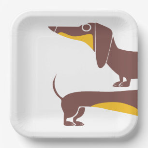 Funny cute dachshund for long dog parent paper plate