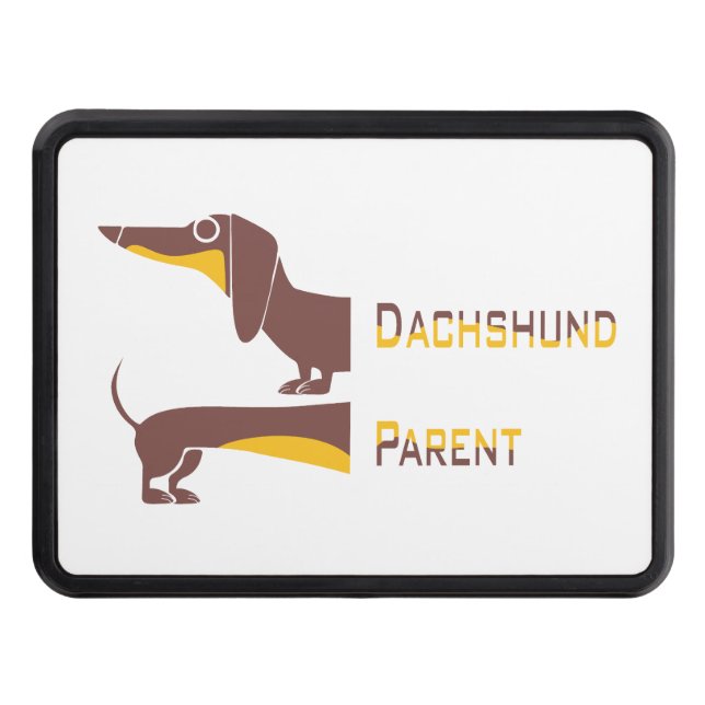 Funny cute dachshund for long dog parent trailer hitch cover (Front)