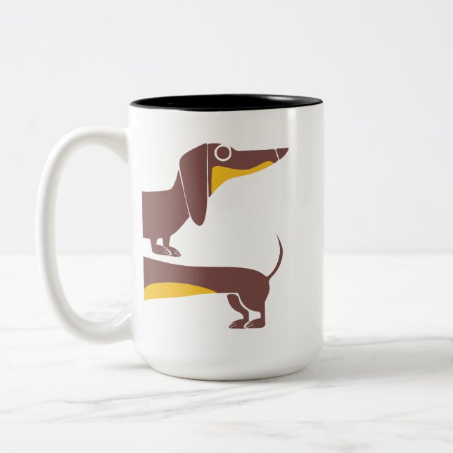Funny cute dachshund for long dog parent Two-Tone coffee mug (Left)