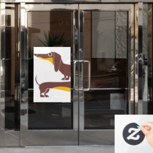 Funny cute dachshund for long dog parent window cling
