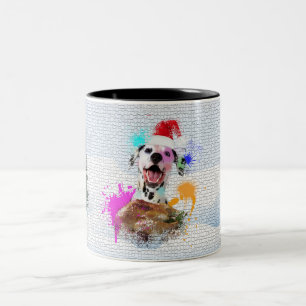 Funny, Cute Dalmatian Dog Yappy Christmas Two-Tone Coffee Mug
