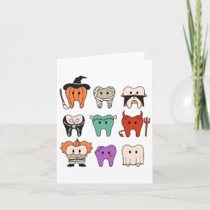 Funny Cute Dental Hygiene Monsters Teeth Squad Hal Card