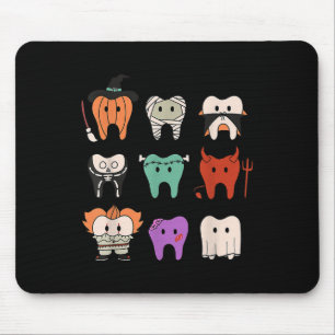 Funny Cute Dental Hygiene Monsters Teeth Squad Hal Mouse Pad