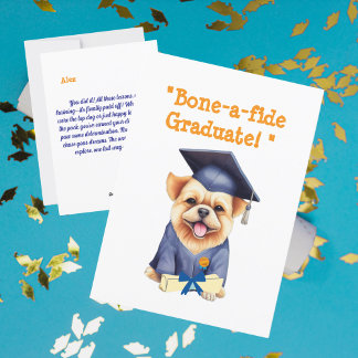 Funny Cute Dog Graduation Greeting Card