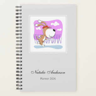 Funny Cute Dog Puppy Jogging Run Fitness 2026 Planner