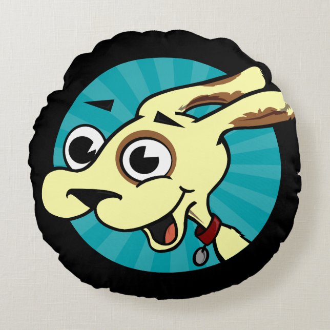 FUNNY CUTE DOG ROUND THROW PILLOW (Front)