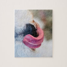 Funny Cute Dog Tongue White Schnauzer Puzzle