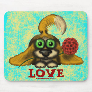 Funny cute dog with flower mousepad design