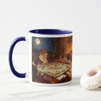Funny Cute Dogs Playing A Board Game Coffee   Mug