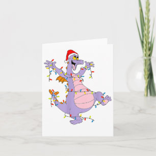 Funny Cute Dragon Figment Lights Christmas Santa M Card