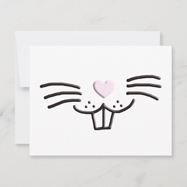 Funny cute Easter bunny cartoon face illustration Card (Front)