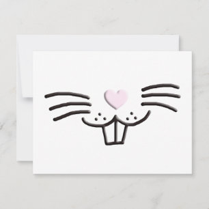 Funny cute Easter bunny cartoon face illustration Card