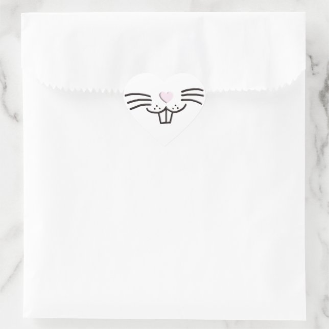 Funny cute Easter Bunny face with pink heart nose Sticker (Bag)