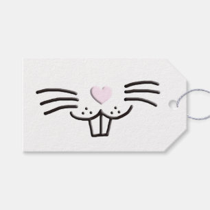 Funny cute Easter bunny rabbit face illustration Gift Tags
