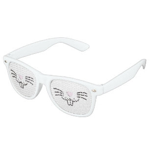 Funny cute Easter bunny rabbit face illustration Retro Sunglasses