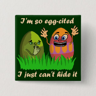 Funny Cute Easter Eggs Cartoon 2 Inch Square Button