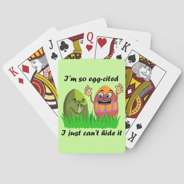Funny Cute Easter Eggs Cartoon Playing Cards (Back)