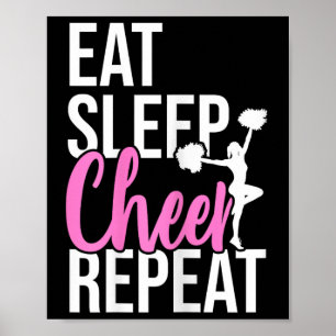Funny Cute Eat Sleep Cheer Repeat Love Girls Gift Poster