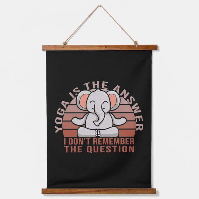 Funny cute elephant doing yoga. funny yoga design  hanging tapestry (Front)