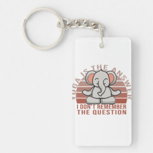 Funny cute elephant doing yoga. funny yoga design keychain