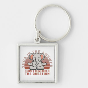 Funny cute elephant doing yoga. funny yoga design keychain