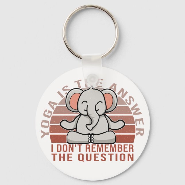 Funny cute elephant doing yoga. funny yoga design keychain (Front)