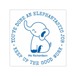 Funny Cute Elephant Fantastic Job Teacher Praise Self-inking Stamp