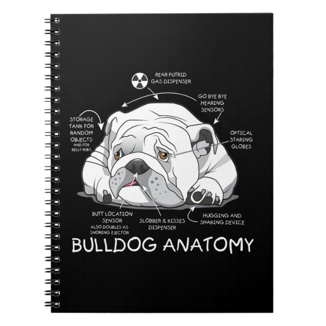 Funny Cute English Bulldog Anatomy Dog Biology Notebook (Front)